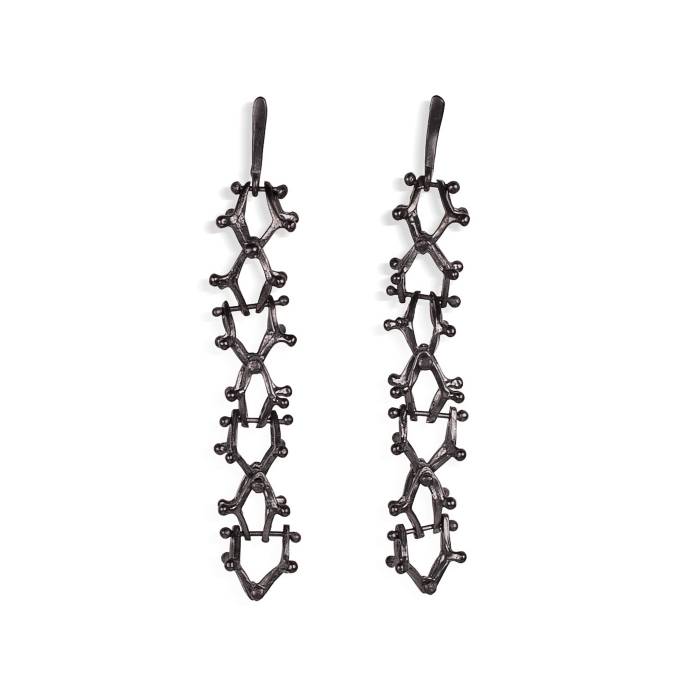 Earringd in 925 sterling silver, black platinum plated